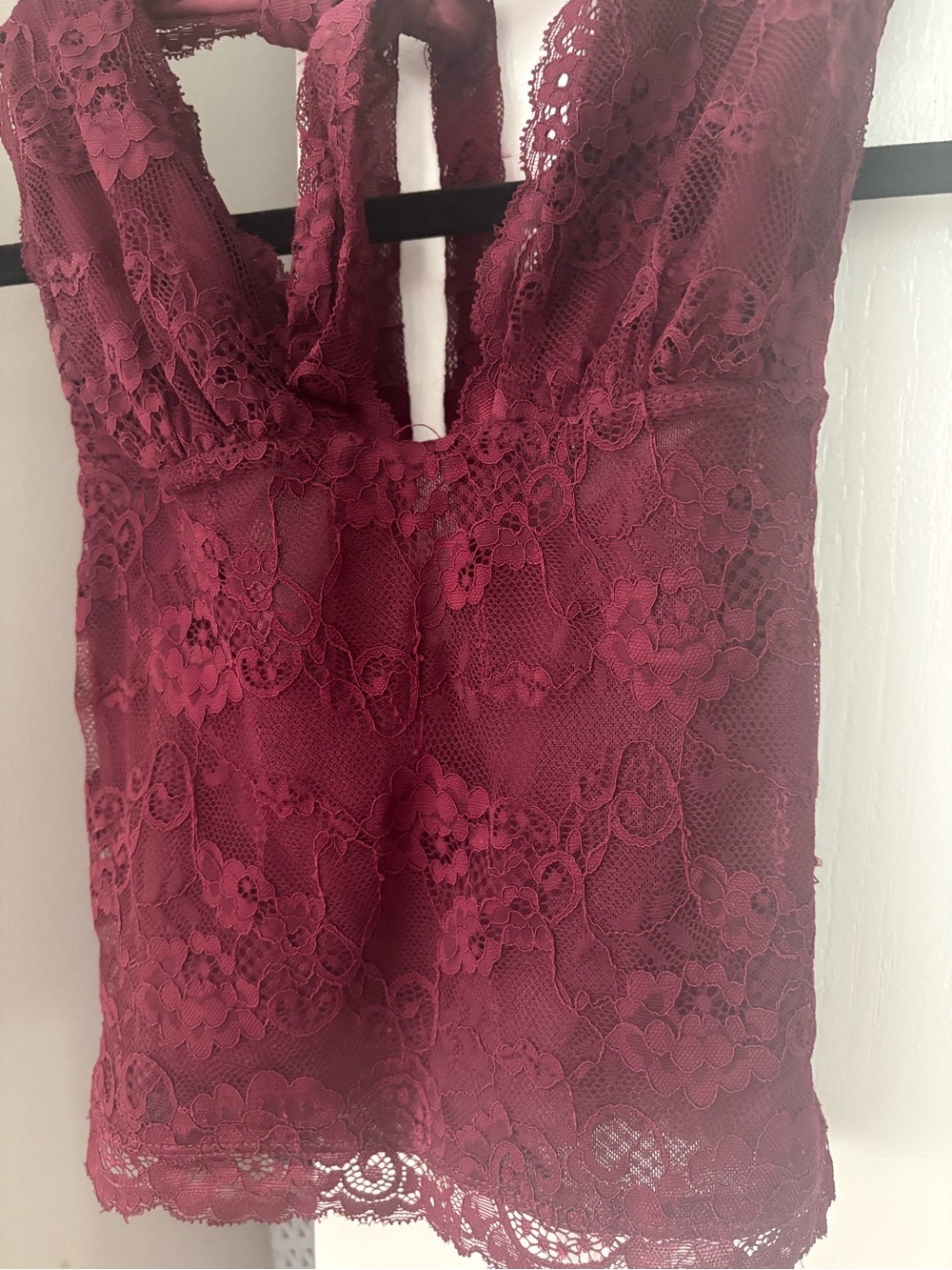 Garage Burgundy Lace Halter Crop Top - Picture 4 of 4